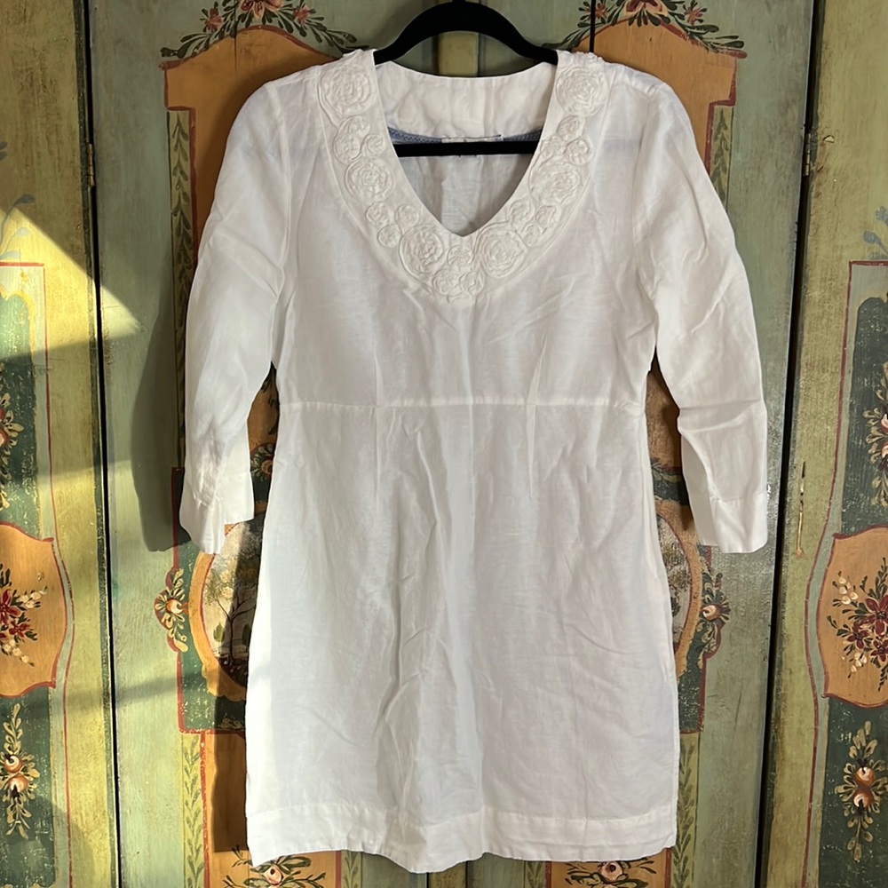 Boden white linen dress size 6